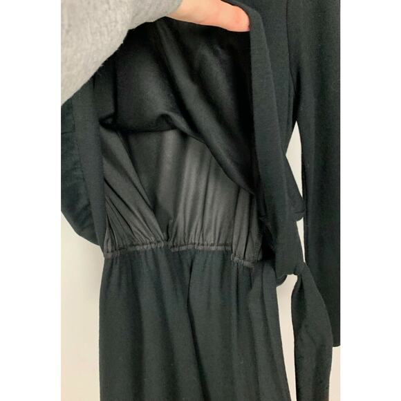 ELIE TAHARI Tie Waist Layered Look Sweater Dress Tiered Viscose Wool Black 8 - Picture 8 of 10